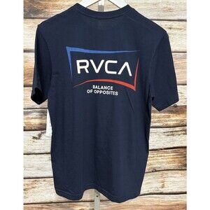 RVCA Boy's Size XL T-Shirt Navy Blue Logo Back New